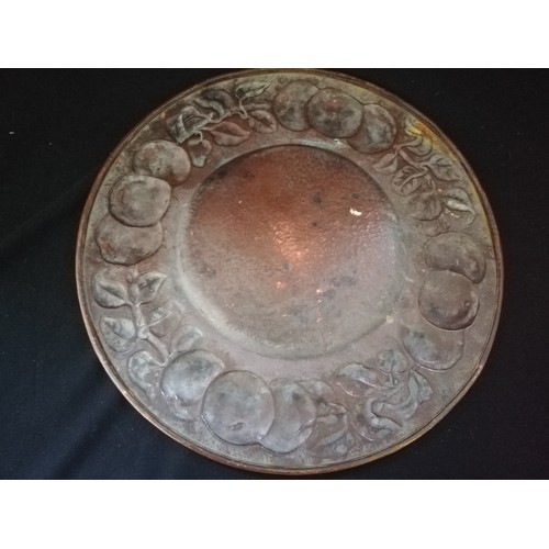 227 - Newlyn copper wall charger with fruit & leaf design
-diameter 19¼
