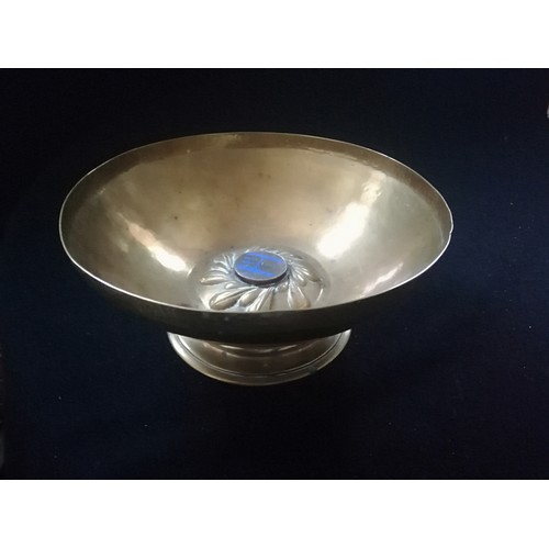 230 - Brass arts & crafts brass bowl with enamel centre decoration
-7