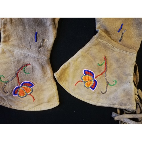 269 - 2 pairs of native North American Indian gloves with bead decoration