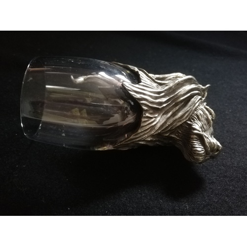 40 - Frankli Wild pewter lion head glass by Royal Selangor