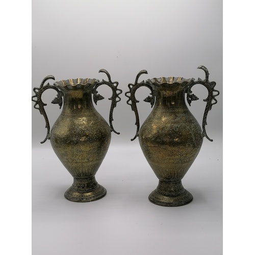 6 - pair of hand worked eastern decorated vases 10