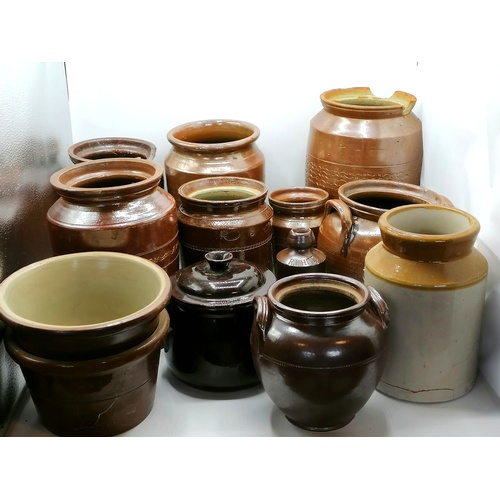63 - Qty of antique storage jars