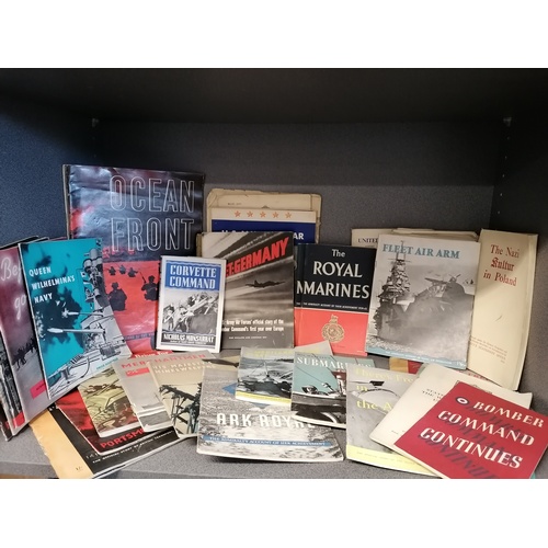 69 - Various war related books and pamphlets from WWII.  inc. Fleet Air Arm; the admiralty account of nav... 