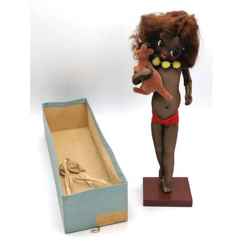 76 - costume doll on stand 'Girl holding a kangaroo' - S646 - 10½