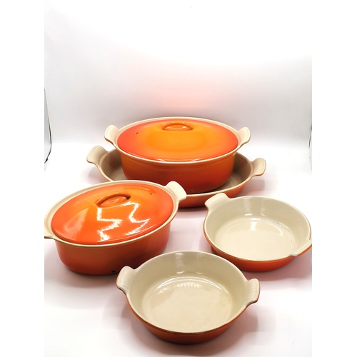 80 - 5 x orange Le Creuset enamel cast-iron dishes