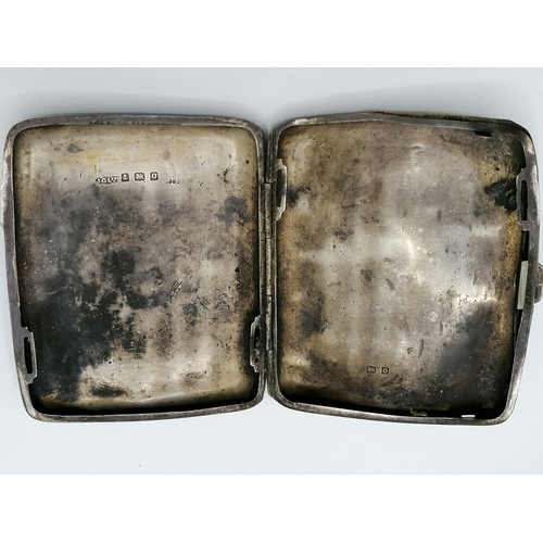 136 - Silver cigarette case (87g) t/w silver ashtray