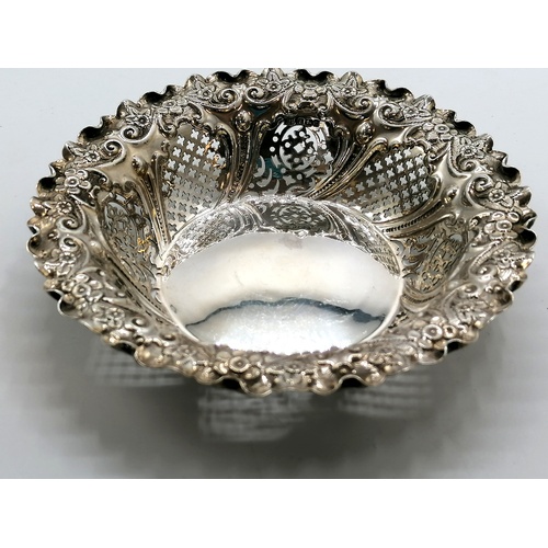 142 - 1893 Silver pierced dish by Fenton Brothers (Samuel Fenton & William Staniforth) - 6½
