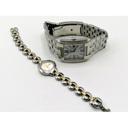 166 - Gents quartz Tissot stainless steel wristwatch t/w ladies Tissot quartz watch (both need batteries)