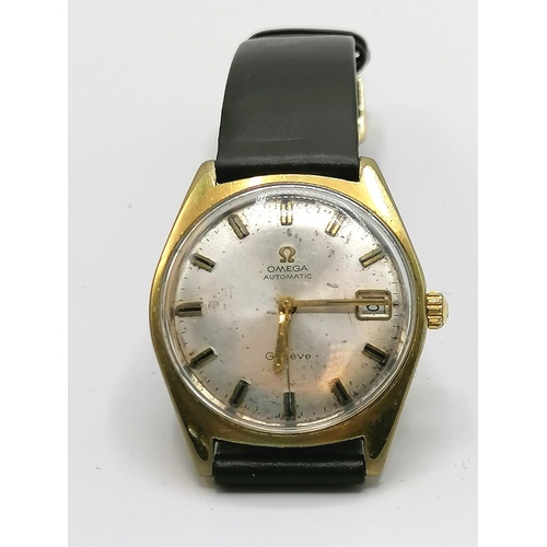 172 - Gold plated Omega automatic wristwatch - worn case / dial & inscribed on back plate (running)