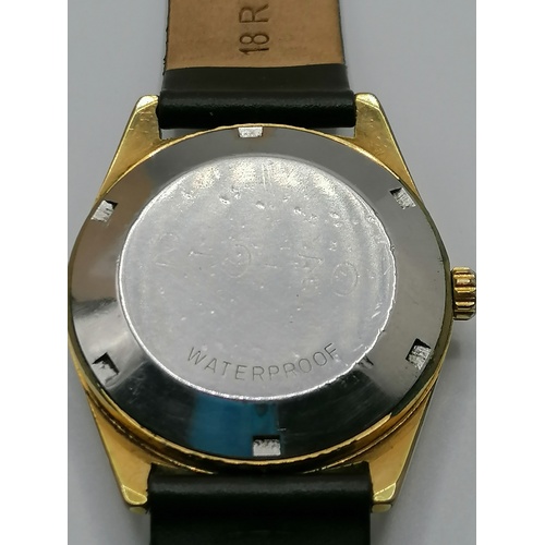 172 - Gold plated Omega automatic wristwatch - worn case / dial & inscribed on back plate (running)