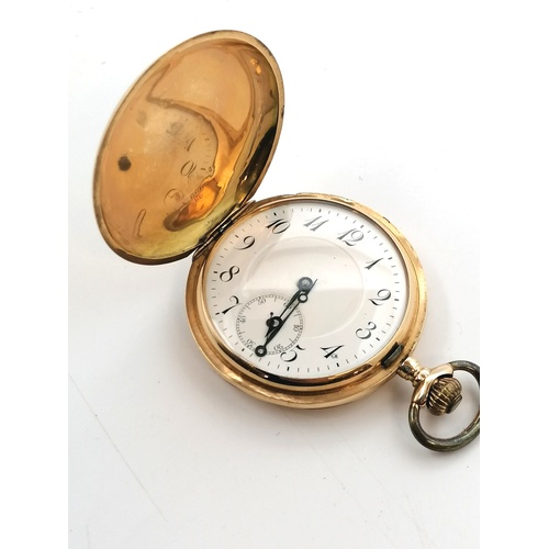 177 - 14ct gold outer cased pocket watch - total weight 75.2g & 2