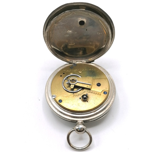 178 - Silver cased Waltham pocket watch - running but missing hour hand & has wear to case - 2