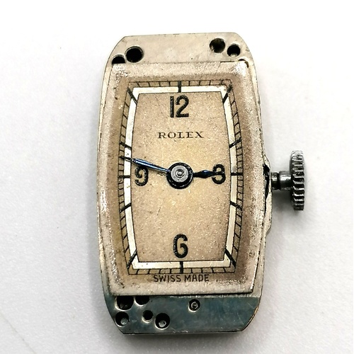 189 - Ladies art deco stainless steel Rolex wristwatch marked case & movement