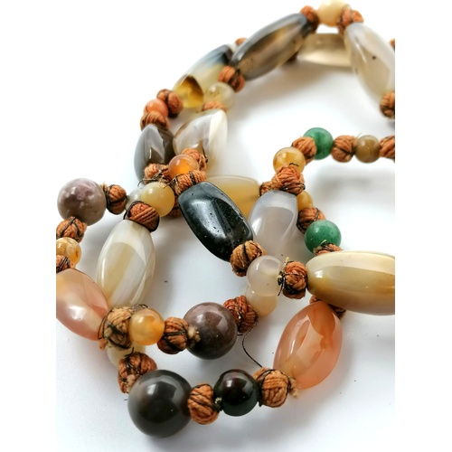 235 - 2 x agate bead necklaces - lengths 35