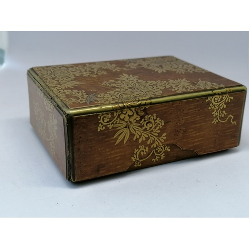 341 - 2 Japanese wooden boxes one with Shibayama birds (2 losses and a split) and gold  lacquer decoration... 