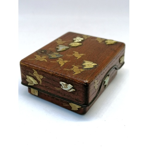 341 - 2 Japanese wooden boxes one with Shibayama birds (2 losses and a split) and gold  lacquer decoration... 