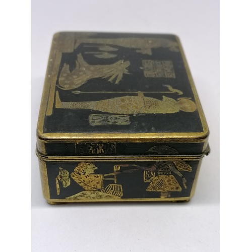 343 - Bronze Egyptian Revival box with gilded and black lacquer decoration. 3