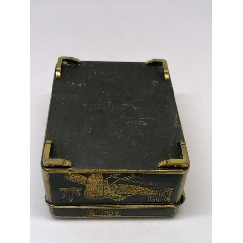 343 - Bronze Egyptian Revival box with gilded and black lacquer decoration. 3