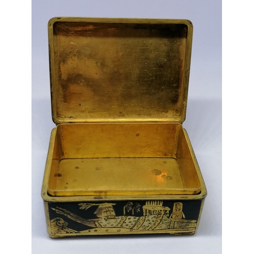 343 - Bronze Egyptian Revival box with gilded and black lacquer decoration. 3