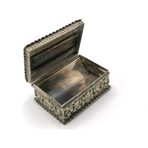 347 - silver plated match striker box with embossed decoration t/w 2 cigarette cases etc