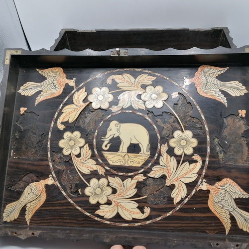 585 - Anglo Indian coromandel work box (a/f) - lid detached, damage to top, losses to interior decoration ... 