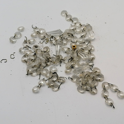 593 - Gilt metal crystal chandelier - diameter 17