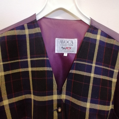 703 - Ladies wool tartan swing coat by Avoca size S t/w matching tartan ladies waistcoat size L