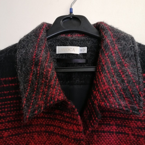 710 - Ladies Avoca red and black wool jacket size 14