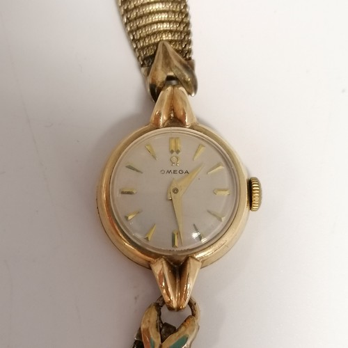 182 - 9ct gold cased ladies Omega manual wind watch on a metal strap - running t/w a J W Benson 9ct gold l... 