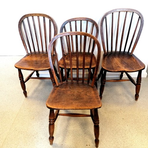 49 - a pair of antique elm Windsor carver chairs t/w 4 matched antique elm farmhouse stick back chairs