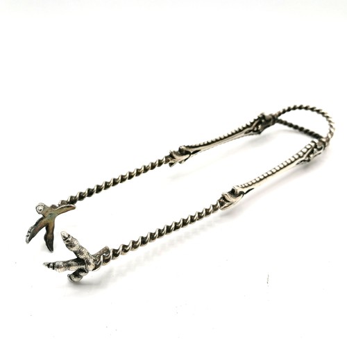384 - large pair of antique plated ice tongs in the style of Elkington and Co. 9