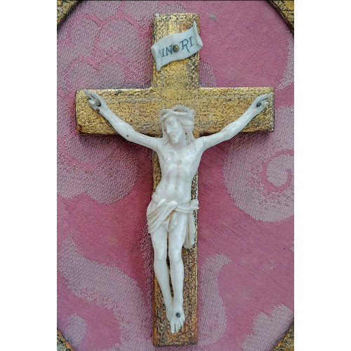 7 - Italian gilt wood framed crucifix with an ivory jesus - 7¼