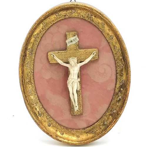 7 - Italian gilt wood framed crucifix with an ivory jesus - 7¼