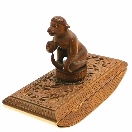 9 - Carved wooden Indian blotter with a monkey handle - length 5½