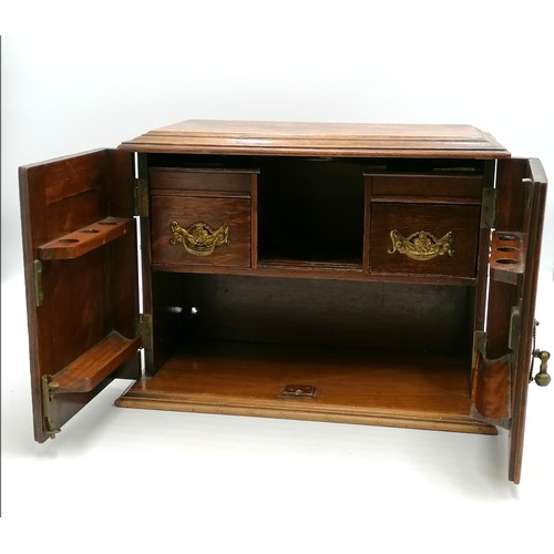 12 - Oak 2 door fitted smokers cabinet with a lift up lid - height 10½