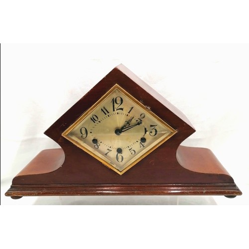 59 - Art deco westminster chime mahogany cased mantle clock - 17