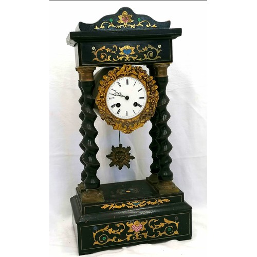 94 - Napoleon III French pendulum portico mantle clock - height 19½