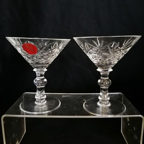 103 - Boxed pair of Webb cut lead crystal champagne glasses