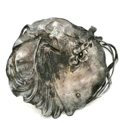 112 - WMF Art Nouveau silver plated decorative dish depicting a lady with flowing hair. 13