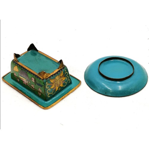 113 - Cloisonné bonsai pot t/w a cloisonné pin dish. 3¼