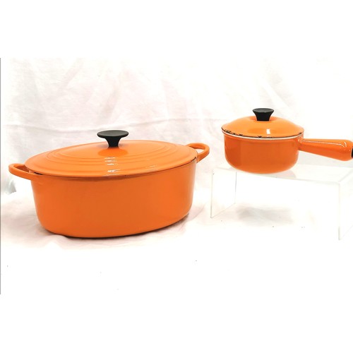 119 - Le Creuset volcanic orange oval casserole dish (12