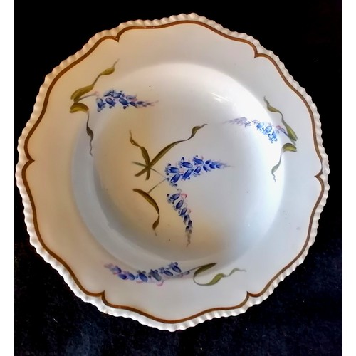 125 - 7 x c.1820 Flight Barr & Barr bluebell dessert plates - diameter 8½