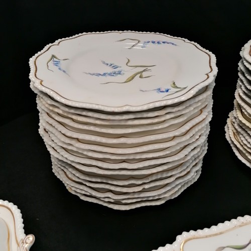 128 - Large quantity of Flight Barr & Barr, Royal Worcester & similar bluebell patterned dinnerware inc 38... 