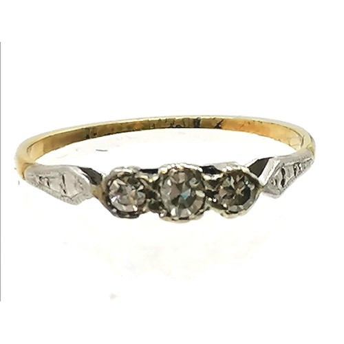 134 - 18ct gold & platinum 3 stone diamond ring t/w 9ct yellow / white gold eternity ring