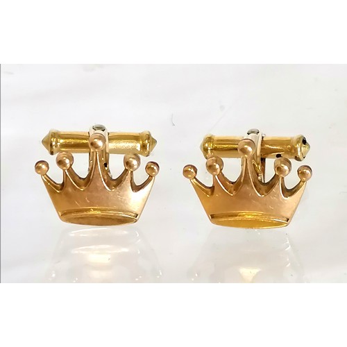 146 - 12k gold filled pair of Rolex crown design cufflinks t/w a Saint Honore gold plated watch, silver ri... 