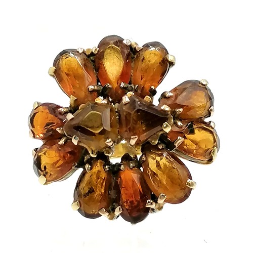 193 - 9ct orange/yellow/brown stone cluster ring