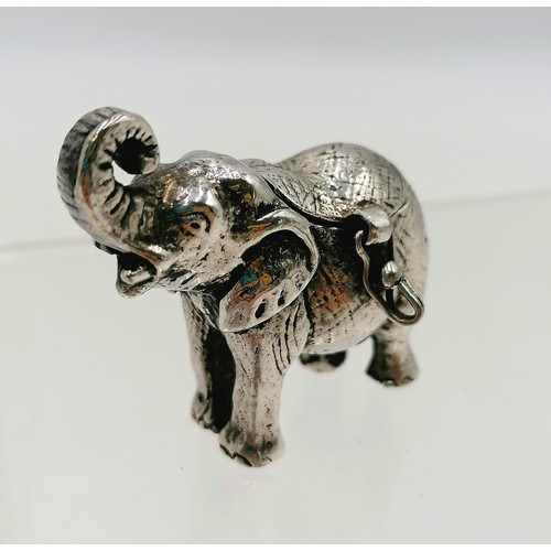 246 - Unmarked white metal elephant pin cushion with 'opening back' - total weight 41.4g