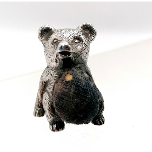 247 - Silver bear pin cushion by Ari D Norman - total weight 22g