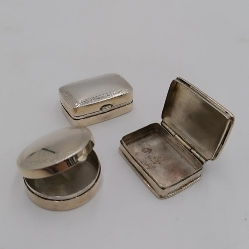 254 - 3 x silver pill boxes - weight 41.4g