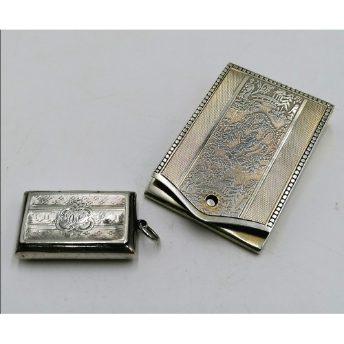 259 - 1857 Victorian silver vesta by George Unite t/w Silver matchbook holder - weight 47g